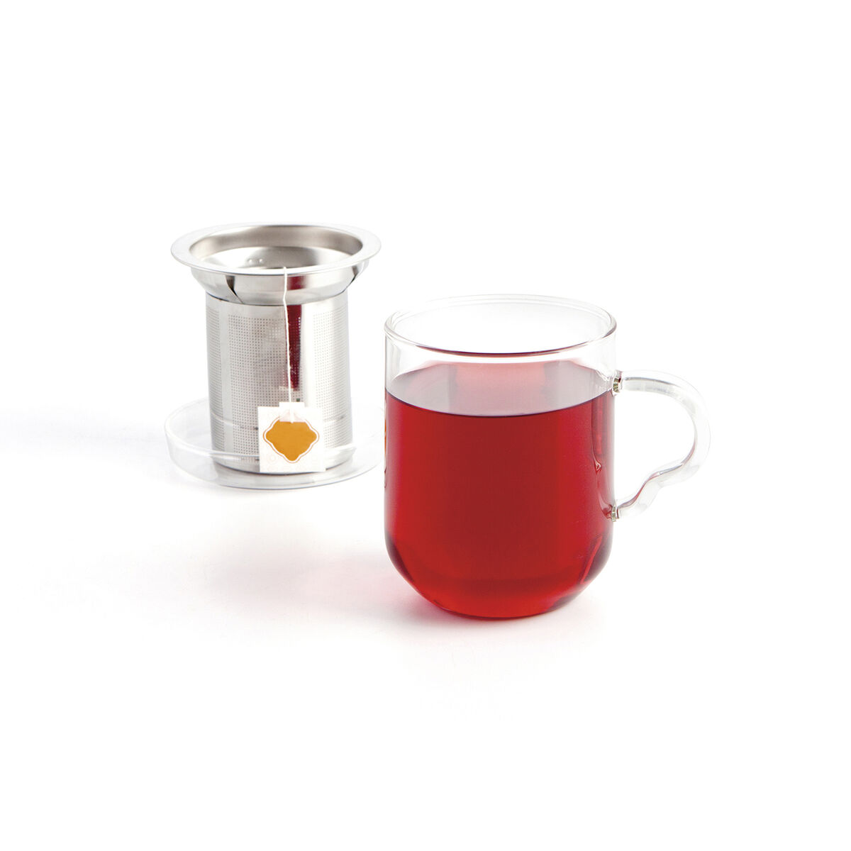 Taza con Filtro para Infusiones Quid Serenia Transparente Vidrio Acero Inoxidable 350 ml (12 Unidades) - 2