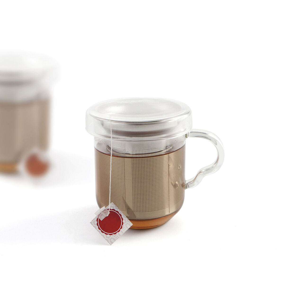 Taza con Filtro para Infusiones Quid Serenia Transparente Vidrio Acero Inoxidable 350 ml (12 Unidades) - 3