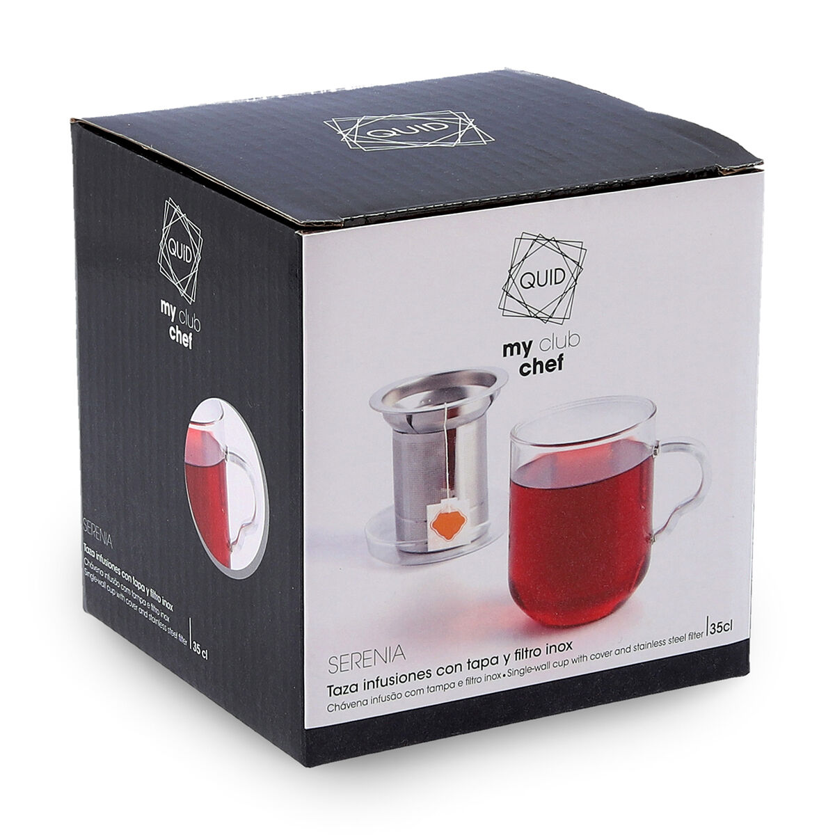 Taza con Filtro para Infusiones Quid Serenia Transparente Vidrio Acero Inoxidable 350 ml (12 Unidades) - 4