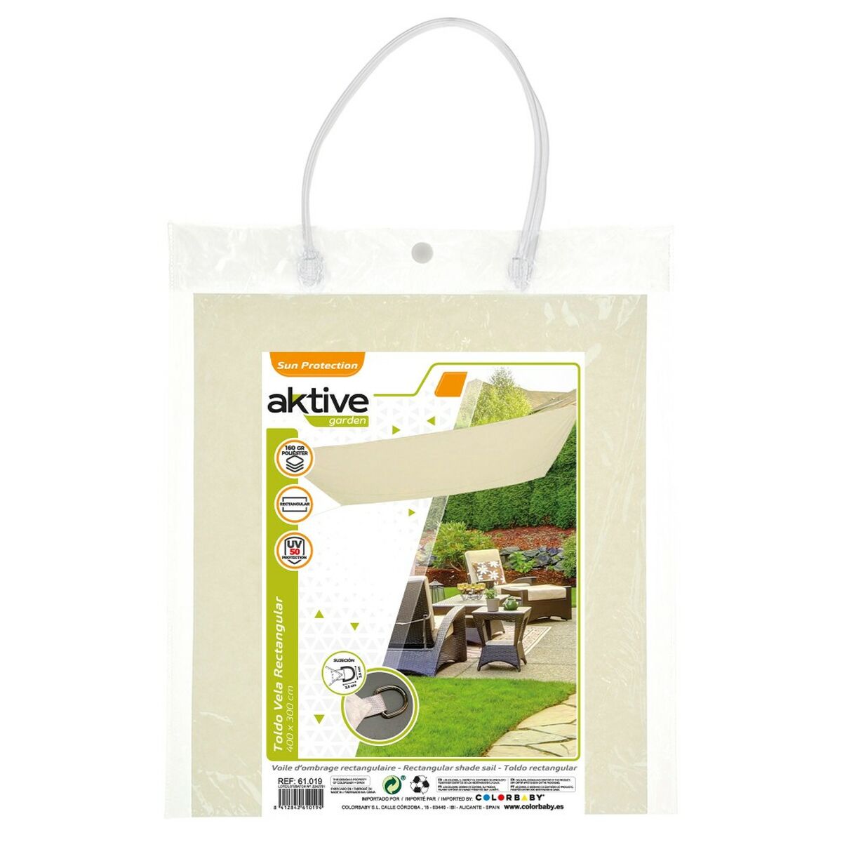 Velas de sombra Aktive Triangular Crema 300 x 400 cm (4 Unidades) - 4