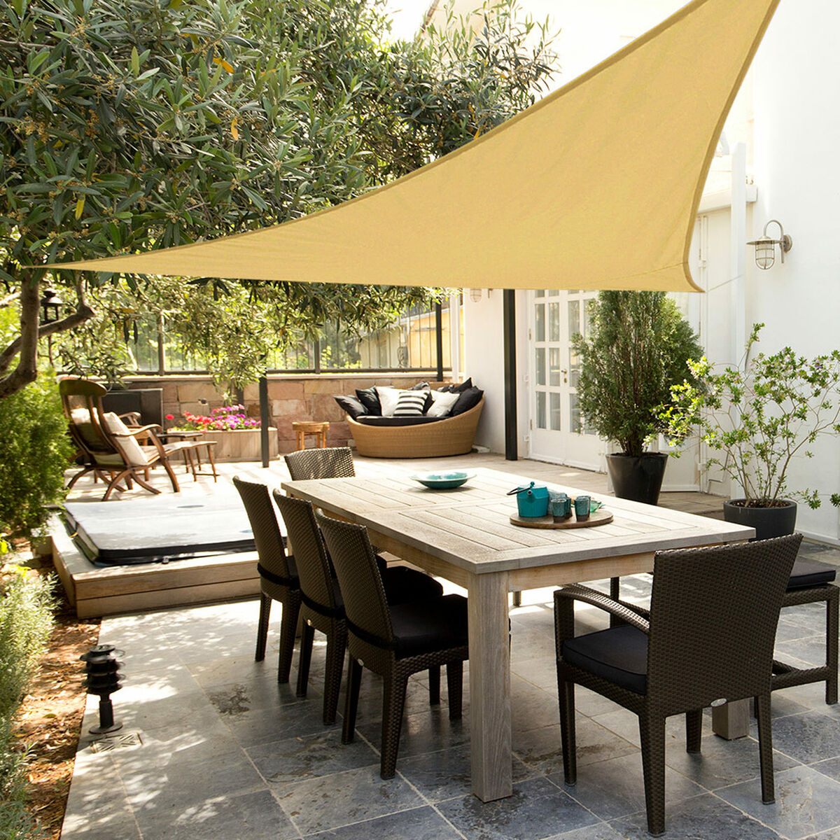 Velas de sombra Aktive Triangular Crema 500 x 500 cm (4 Unidades) - 3