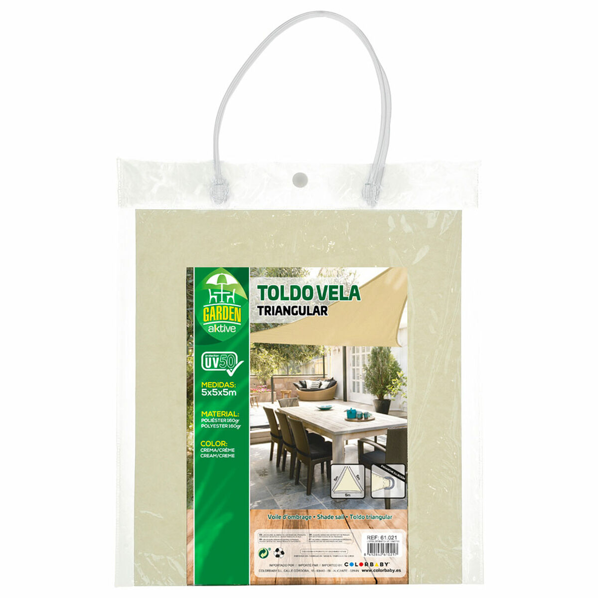 Velas de sombra Aktive Triangular Crema 500 x 500 cm (4 Unidades) - 4
